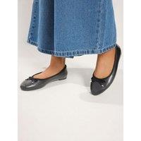 Yours Womens Extra Wide Fit Blaise Bow Ballet Pumps - Black
