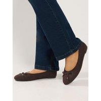 Yours Womens Extra Wide Fit Blaise Bow Detail Ballet Pumps - Brown
