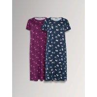 Yours Womens Plus Size Curve 2 Pack Soft Touch Midaxi Nightdresses