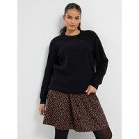 Yours Womens Curve Button Jacquard Animal Print A-Line Skirt - Brown
