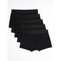 River Island Jacquard Waistband Stretch 5 Pack Trunks - Black