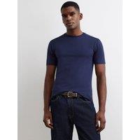River Island Mens Muscle Fit Stretch Cotton T-Shirt - Navy