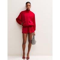 New Look Womens St Sabrina Satin-Look High Neck Bomber Jacket - Red