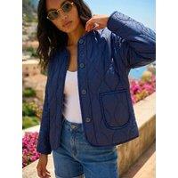 Roman Womens Crew Neck Button Through Jacket - Navy