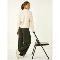 Roman Womens Petite Wide Leg Full Length Ponte Trousers - Green