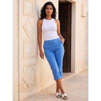 Roman Womens Frill Pocket Bengaline Crop Trousers - Blue