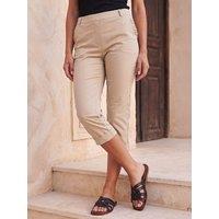 Roman Womens Frill Pocket Cropped Pull-On Trousers - Grey