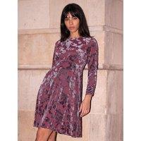 Roman Womens Petite Fit-And-Flare Stretch Dress - Coral