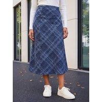 Roman Womens Shadow Check Skirt - Navy