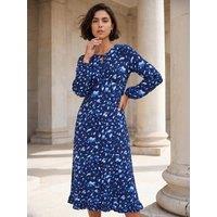 Roman Womens Abstract Keyhole Midi Dress - Blue