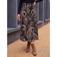 Roman Womens Paisley Print Midi Skirt - Ochre