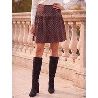Roman Womens Polka Dot Elasticated Waist Flippy Skirt - Brown