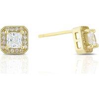 H. Samuel Sterling Silver Gold Plated Cubic Zirconia Square Stud Earrings