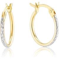 H. Samuel 9Ct Yellow & White Gold 12Mm Sparkle Hoop Earrings