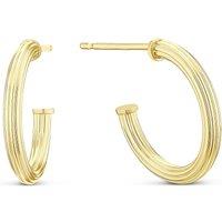 H. Samuel 9Ct Yellow Gold Linear Detail Half Hoop Earrings