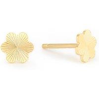 H. Samuel 9Ct Yellow Gold Concertina Textured Flower Stud Earrings