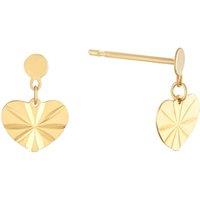 H. Samuel 9Ct Yellow Gold Diamond Cut Heart Drop Earrings