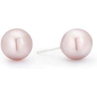 Ernest Jones Sterling Silver 8Mm Pink Round Cultured Freshwater Pearl Stud Earrings