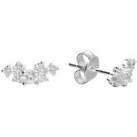 Ernest Jones Womens Curved Scattered Cubic Zirconia Stud Earrings - Sterling Silver
