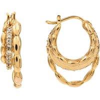 The Edit Hs Edit Chains 18Ct Yellow Gold Plate & Cubic Zirconia Triple Hoop Earrings