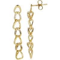 The Edit Hs Edit Chains 18Ct Yellow Gold Plated Sterling Silver & Cubic Zirconia Link Chain Drop Earrings