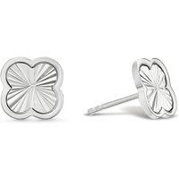 Ernest Jones Sterling Silver Diamond Cut Clover Stud Earrings