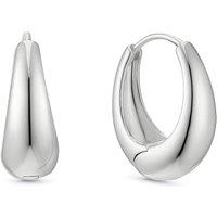 Ernest Jones Sterling Silver Oval Shaped Graduated Hoop Earrings