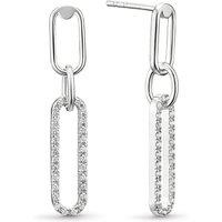 Ernest Jones Sterling Silver Cubic Zirconia Link Drop Earrings
