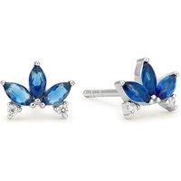 Ernest Jones Sterling Silver Cubic Zirconia & Created Sapphire Stud Earrings