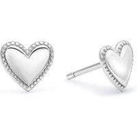 H. Samuel Sterling Silver Heart Beaded Edge Stud Earrings