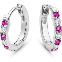 H. Samuel Sterling Silver White & Red Cubic Zirconia Huggie Earrings