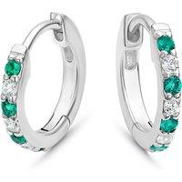 H. Samuel Sterling Silver White & Green Cubic Zirconia Huggie Earrings