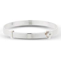 Ernest Jones Unisex Sterling Silver Diamond Cross Bangle - Silver