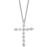 Ernest Jones Womens 0.15Ct Diamond 9Ct White Gold Cross Pendant - One Colour