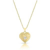 H. Samuel Sterling Silver & 9Ct Yellow Gold Bonded Heart Diamond Locket