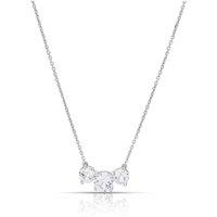 H. Samuel Sterling Silver Created White Sapphire Round Three Stone Pendant Necklace