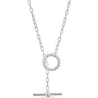 Ernest Jones Womens Twisted Ring T-Bar Toggle Pendant Necklace - Silver
