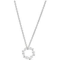 Ernest Jones Womens Open Circle Cubic Zirconia Pendant Necklace - Silver