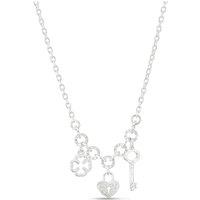 H. Samuel Sterling Silver Clover, Key & Cubic Zirconia Heart Charm Necklace