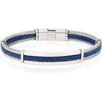 Ernest Jones Men'S Blue Polyester Stainless Steel Woven Bracelet
