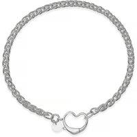 Ernest Jones Womens Heart Clasp Rope Bracelet - Silver