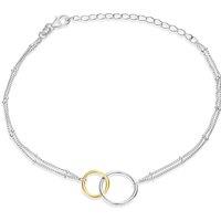 H. Samuel Sterling Silver & Yellow Gold Plated Linked Circle Beaded Chain Bracelet