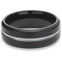 Ernest Jones Men'S 8Mm Black Ip Titanium & Sterling Silver 8Mm Ring
