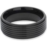 Ernest Jones Men'S Black Ip Titanium 8Mm Grooved Ring