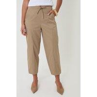 Threadbare Womens Curved Seam Tie Waist Barrel Leg Trousers - Brown