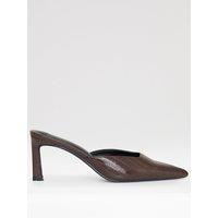 Threadbare Womens Slip-On Pointed Toe Kitten Heel Mule - Brown