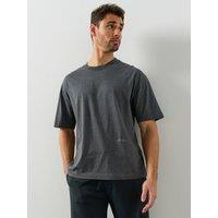 Allsaints Mens Levi Textured Stripe Relaxed T-Shirt - Grey