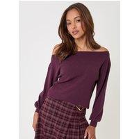 Threadbare Womens Slash Neck Soft Jumper - Plum