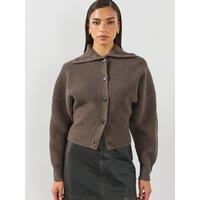 Allsaints Womens Caron High Neck Cardigan - Brown