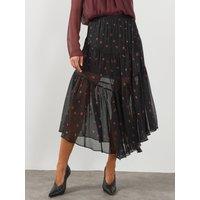 Allsaints Womens Alex Printed Midaxi Skirt - Black